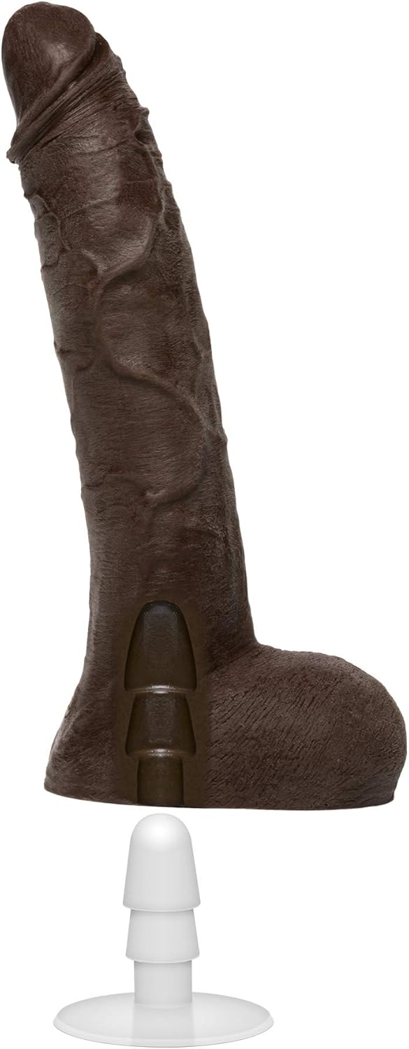 Doc Johnson Signature Series - Jason Luv - 10 Inch Realistic ULTRASKYN Dildo with Removable Vac-U-Lock Suction Cup - F-Machine & Harness Compatible - for Adults Only, Chocolate