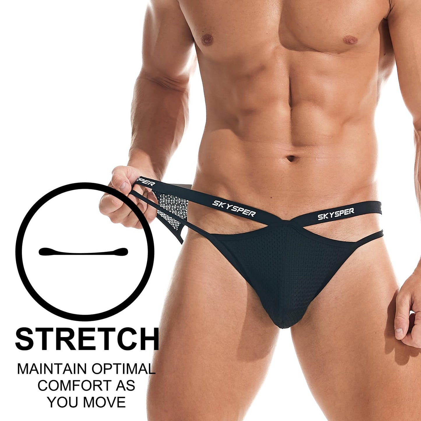 SKYSPER Men's Jock Strap Athletic Supporter For Men Sexy Jockstrap Male Underwear