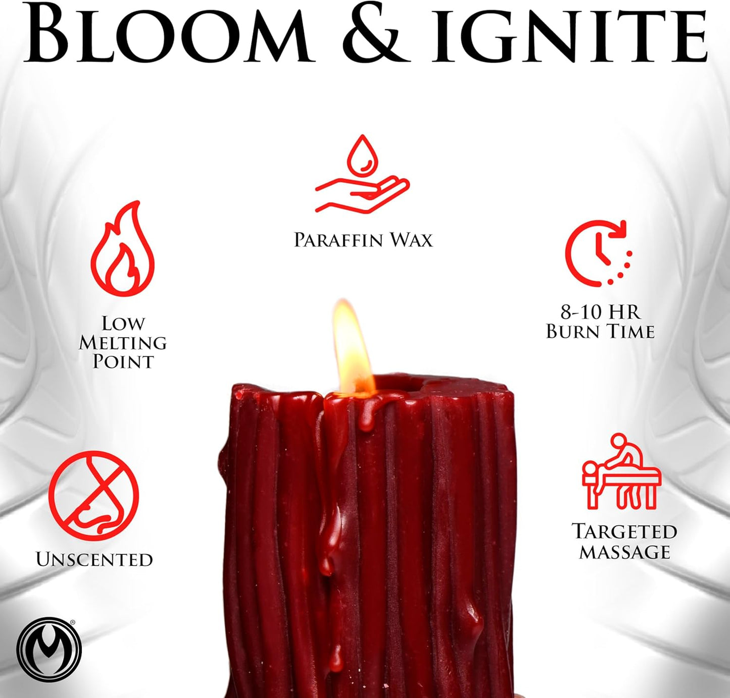 Thorn Drip Candle for Wellness and Relaxation & Romantic Candle Massage. Low Melting Point. Unscented Paraffin Body Wax. Perfect Spa Gift for Self-Care. 1 Piece, Red.