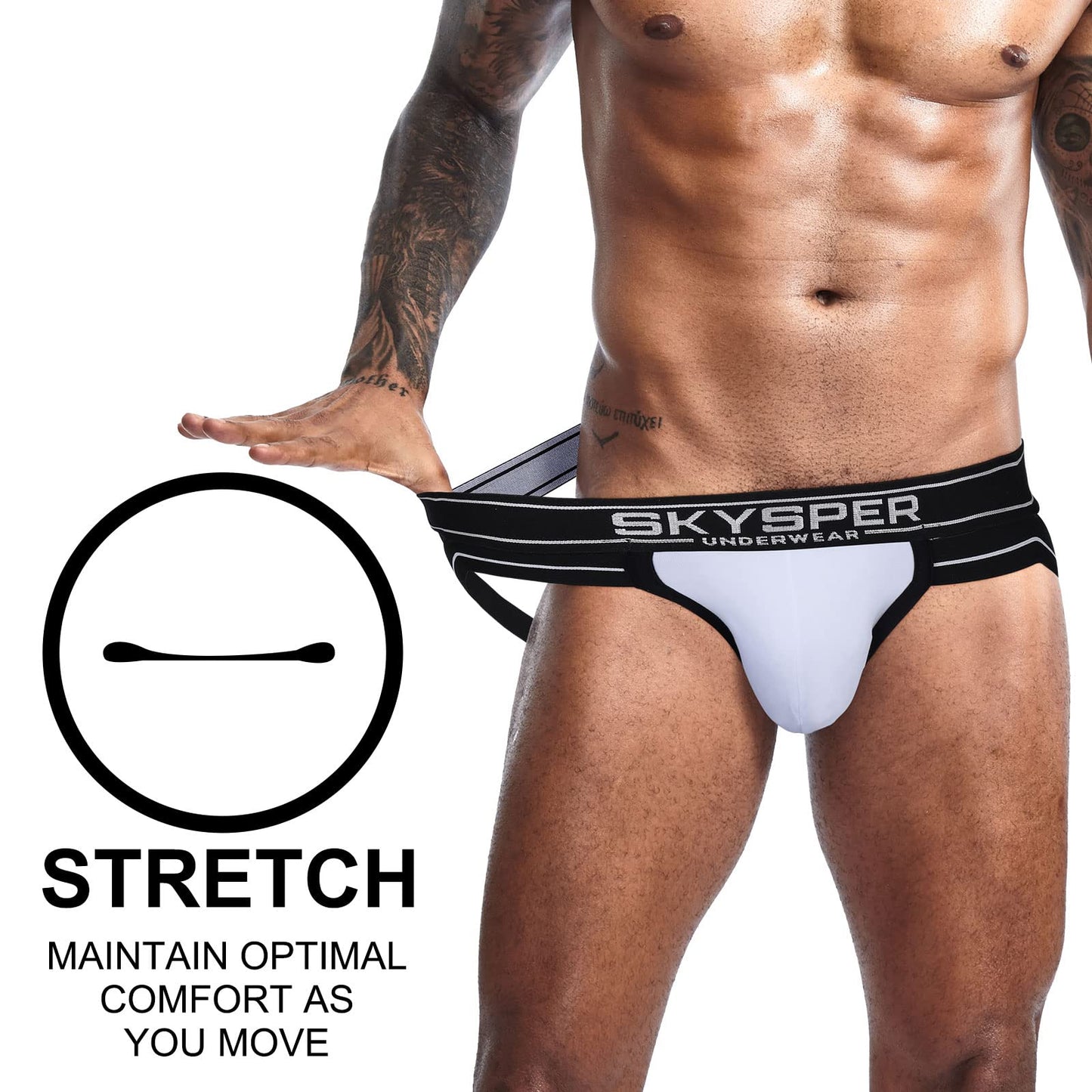 SKYSPER Mens Jockstrap Underwear Jock Straps Male Athletic Supporters for Men