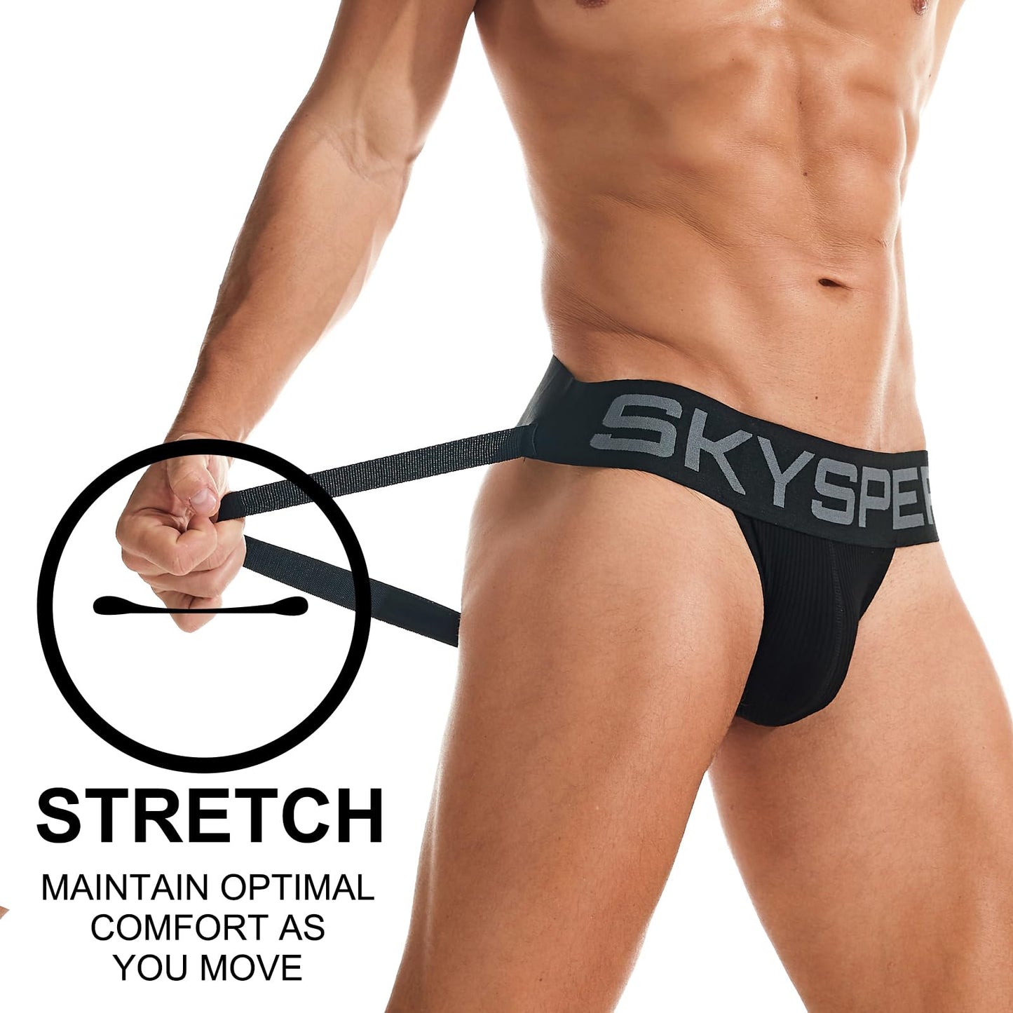 SKYSPER Jockstrap Athletic Supporters for Men Jock Strap Male Underwear Men's Thong Jockstrap Underwear