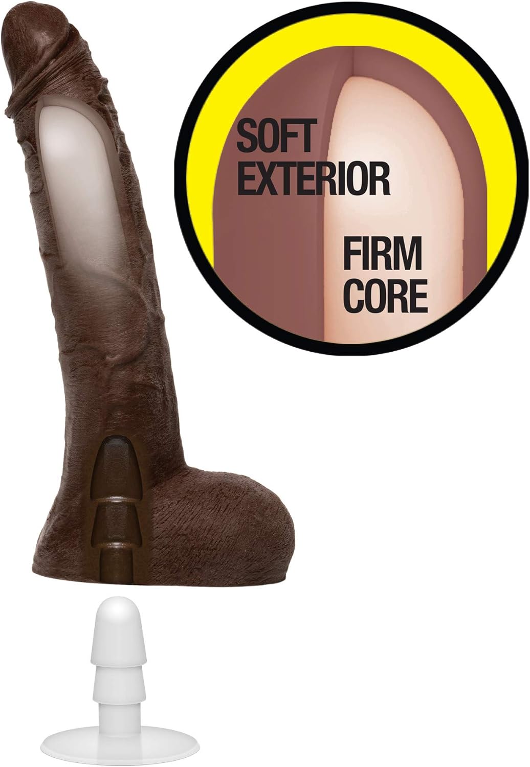 Doc Johnson Signature Series - Jason Luv - 10 Inch Realistic ULTRASKYN Dildo with Removable Vac-U-Lock Suction Cup - F-Machine & Harness Compatible - for Adults Only, Chocolate