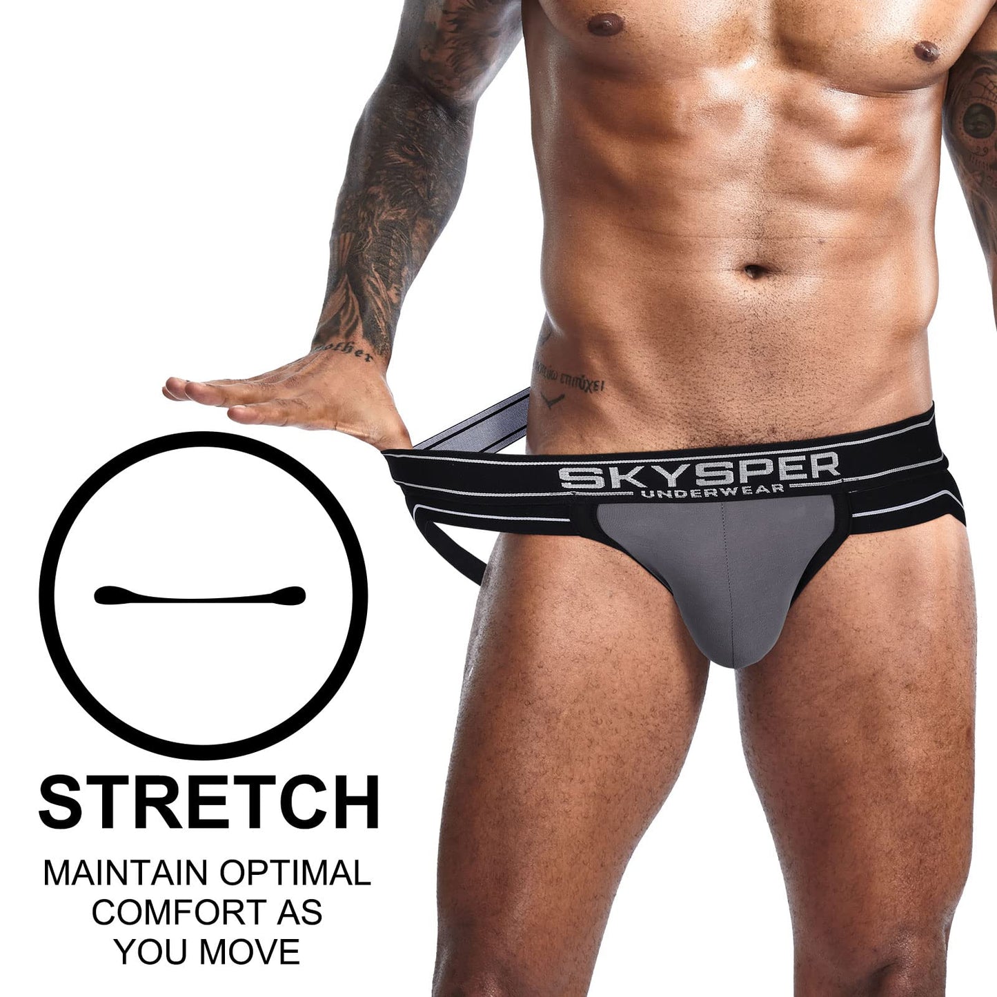 SKYSPER Mens Jockstrap Underwear Jock Straps Male Athletic Supporters for Men