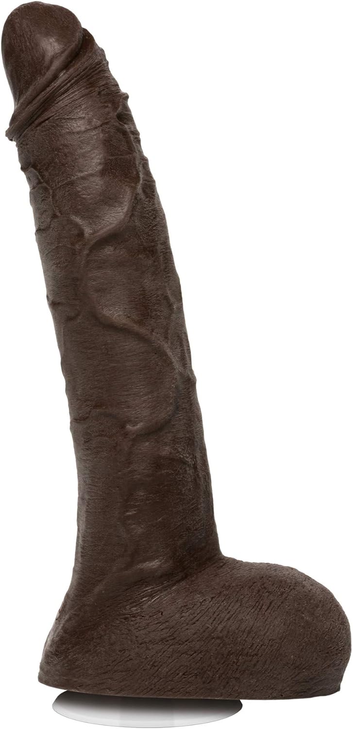 Doc Johnson Signature Series - Jason Luv - 10 Inch Realistic ULTRASKYN Dildo with Removable Vac-U-Lock Suction Cup - F-Machine & Harness Compatible - for Adults Only, Chocolate