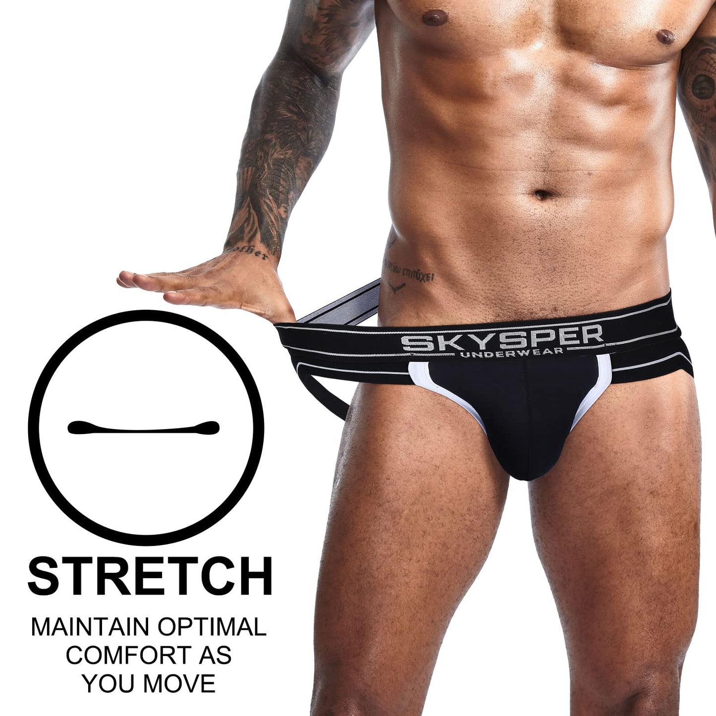 SKYSPER Mens Jockstrap Underwear Jock Straps Male Athletic Supporters for Men