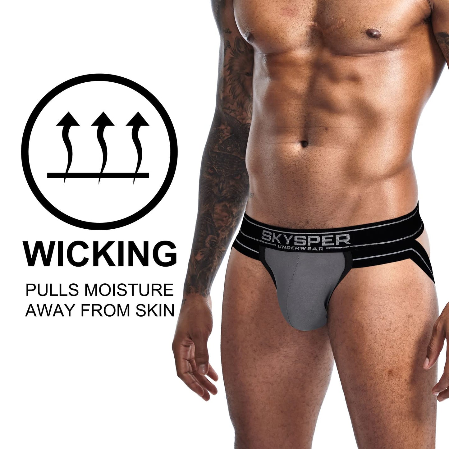 SKYSPER Mens Jockstrap Underwear Jock Straps Male Athletic Supporters for Men