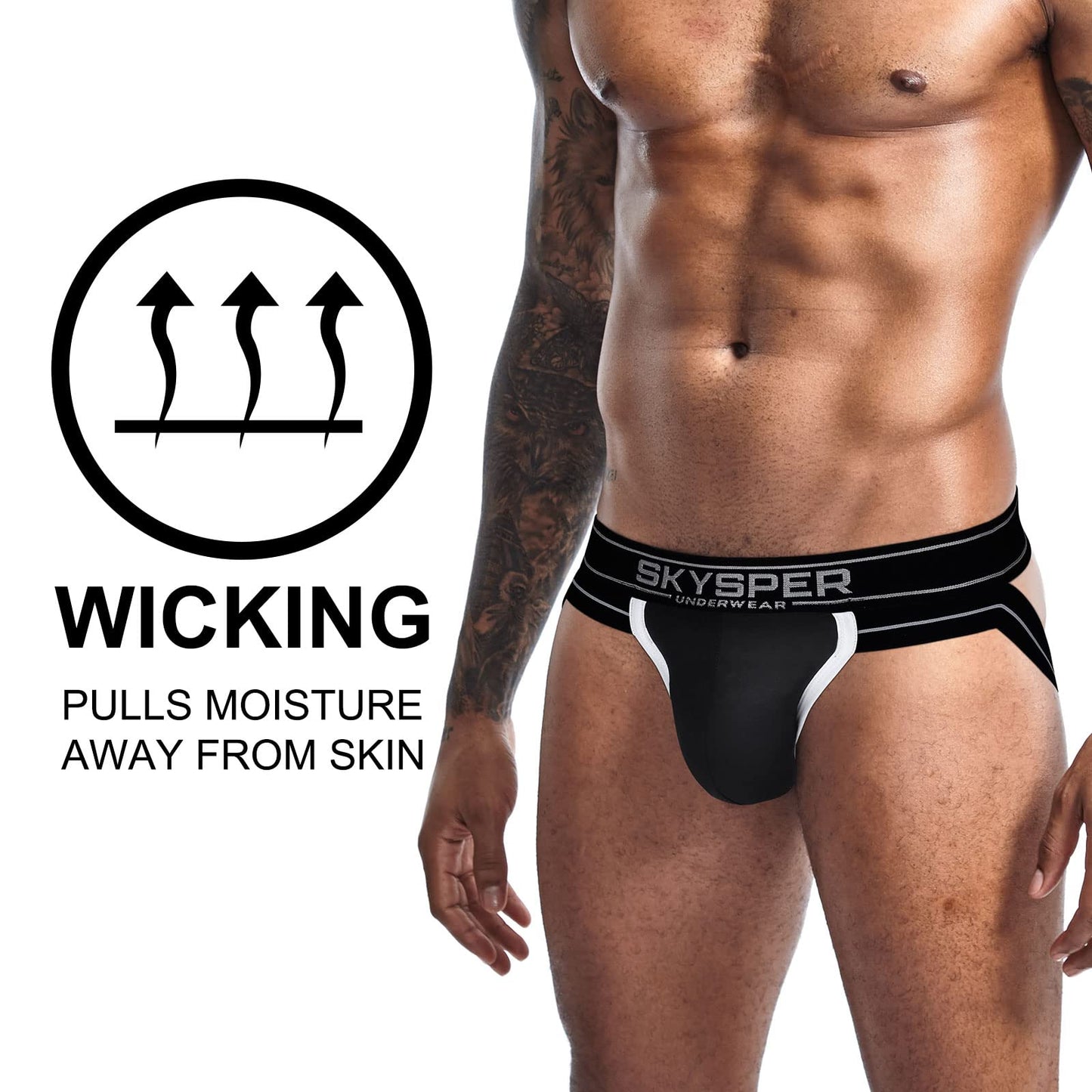 SKYSPER Mens Jockstrap Underwear Jock Straps Male Athletic Supporters for Men