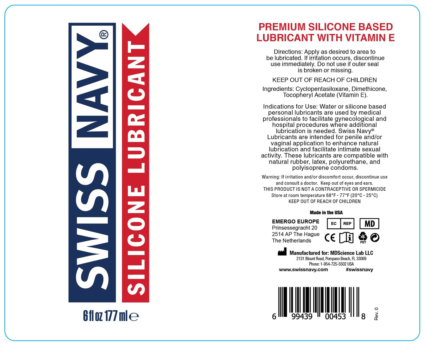 Swiss Navy Premium Silicone-Based Personal Lubricant & Lubricant Gel for Couples, 16 oz.