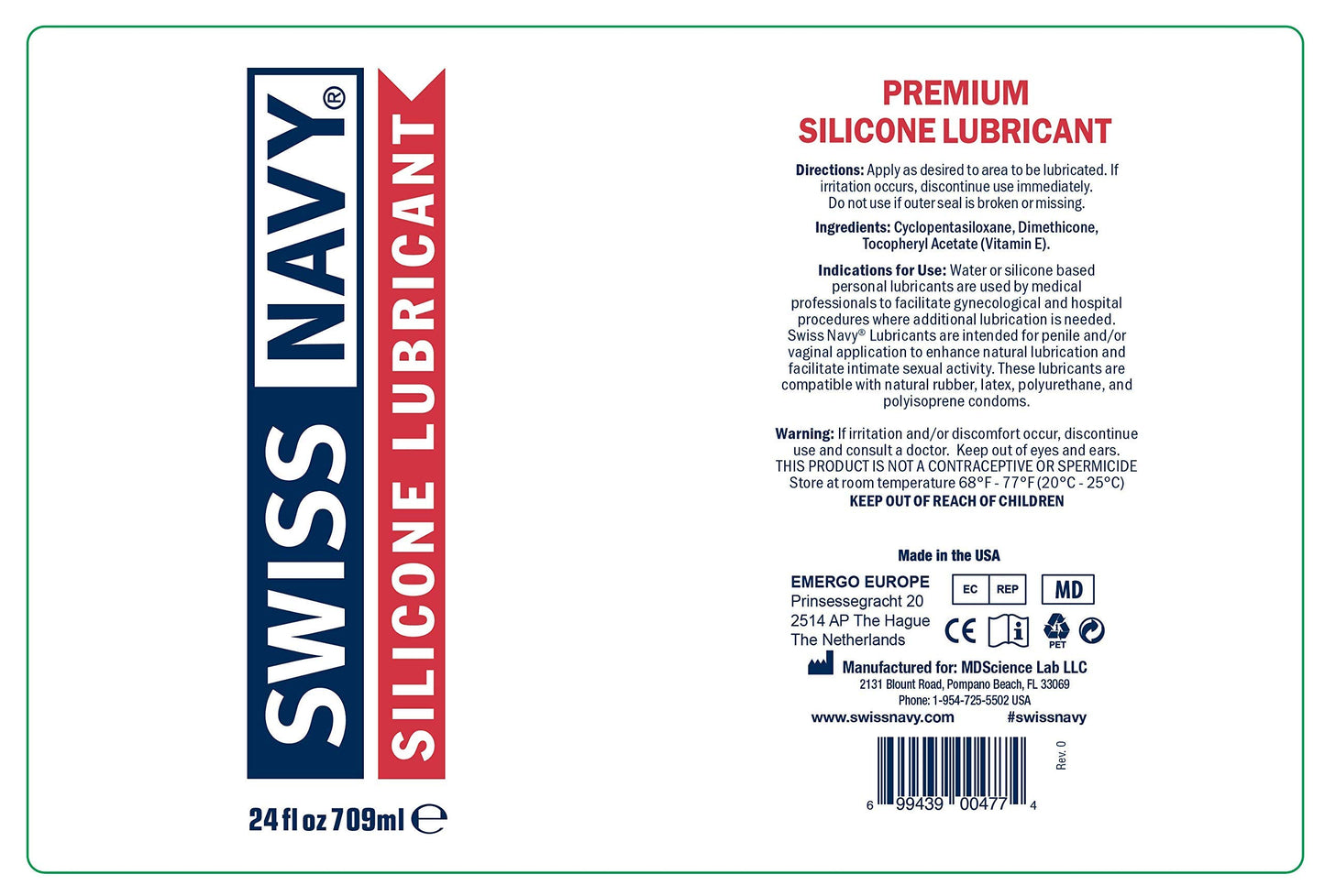 Swiss Navy Premium Silicone-Based Personal Lubricant & Lubricant Gel for Couples, 16 oz.