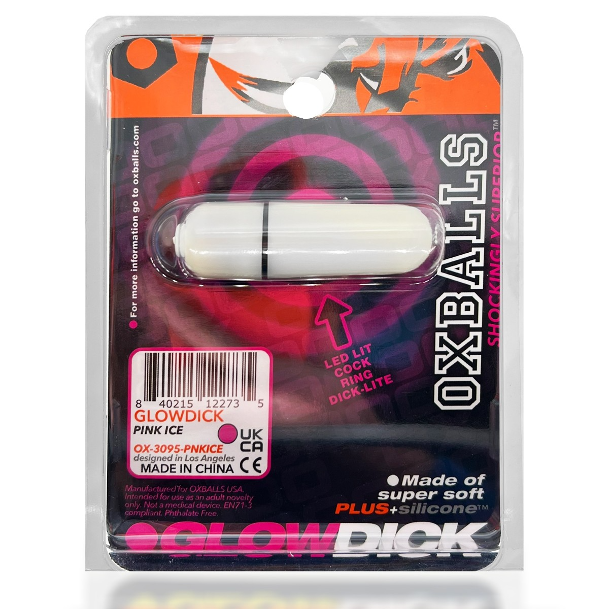 GLOWDICK, cockring with LED, PINK ICE