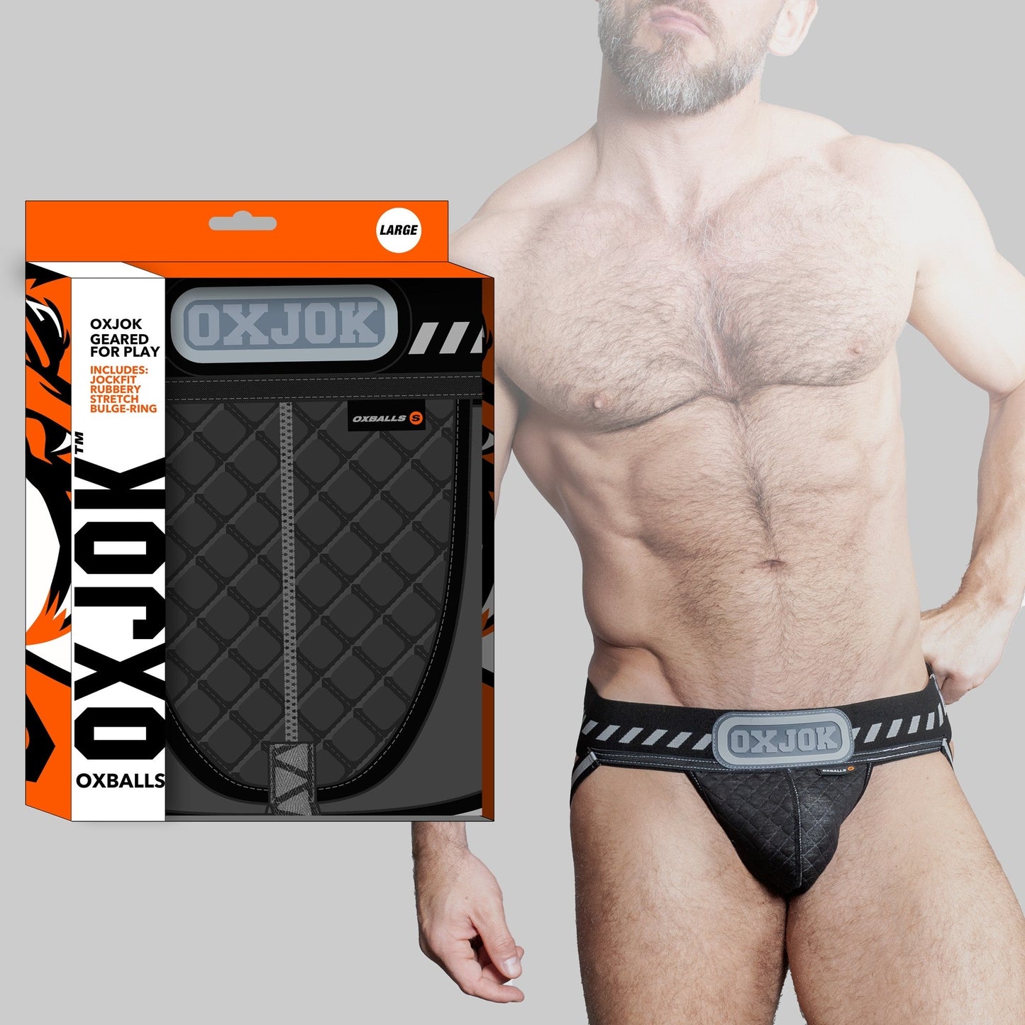 PACKER, industrial quilted cargo strapjock, BLACK PUFF, LARGE